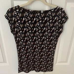 Fendi Geometric Patterned Black and Brown Top